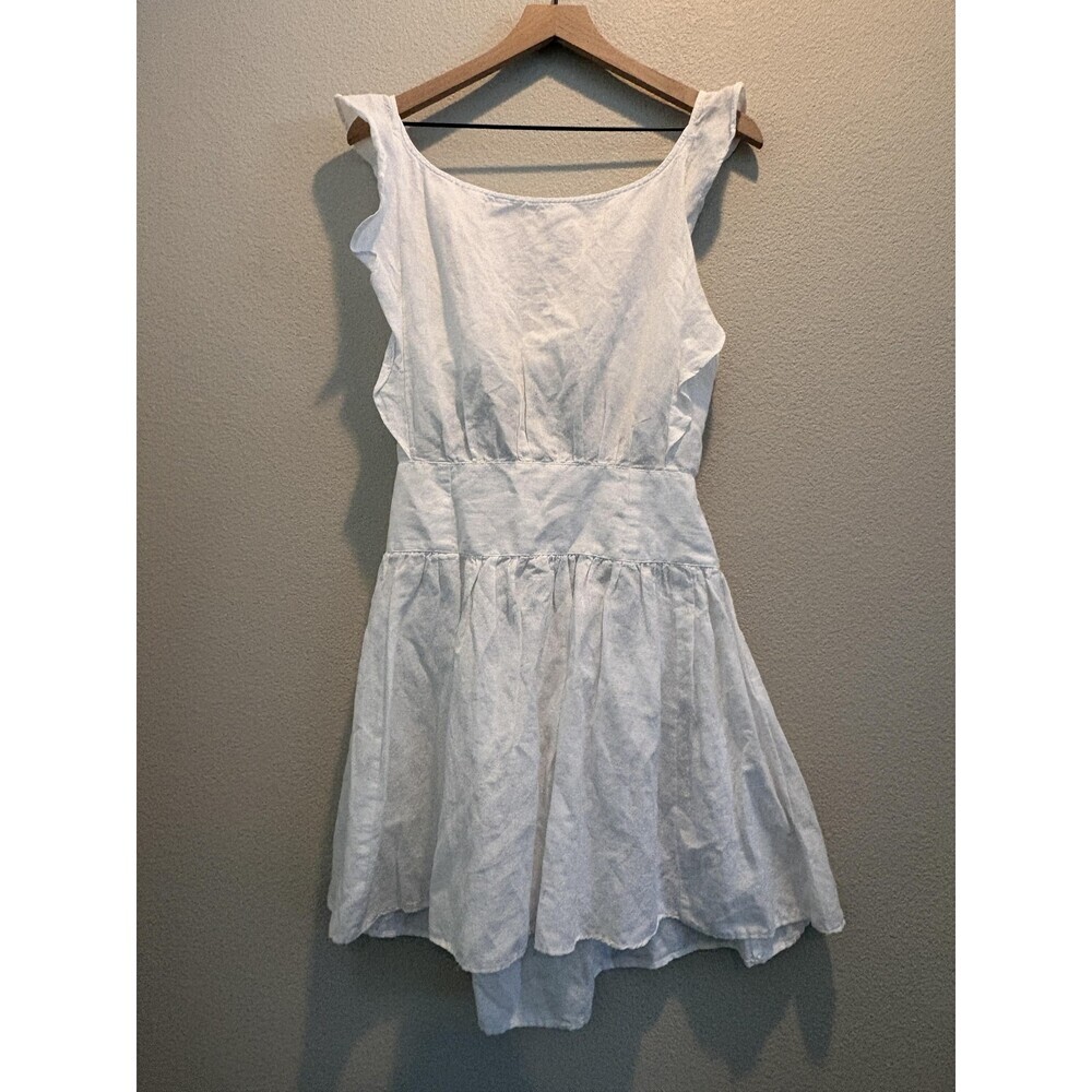 Free People Dress Womens Medium White Cotton Linen Cut Out Sundress Mini